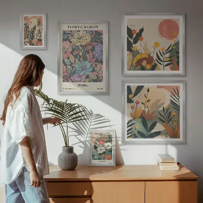 Gallery wall floral motifs Paris and London