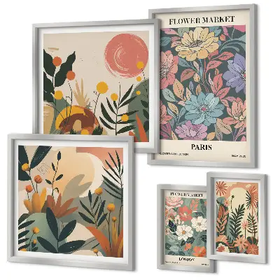 Gallery wall floral motifs Paris and London