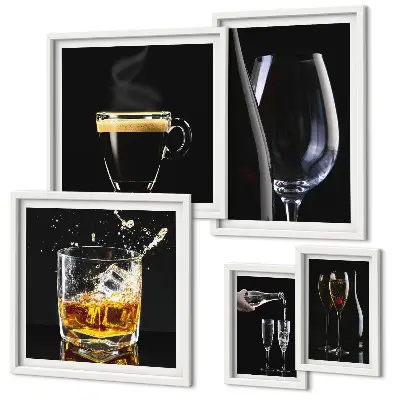 Set of 5 wall art pieces with cocktail bar theme