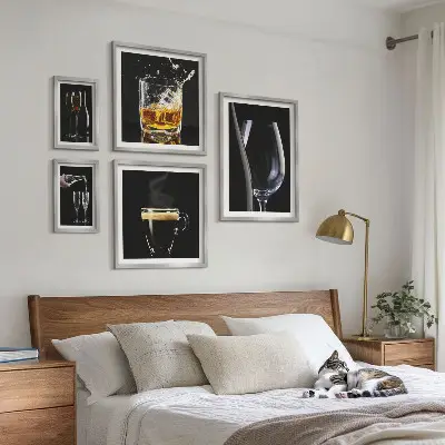 Set of 5 wall art pieces with cocktail bar theme