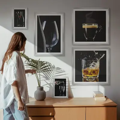 Set of 5 wall art pieces Cocktails drinks bar style