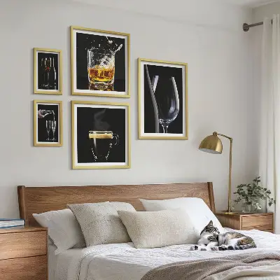 Set of 5 wall art pieces Cocktails drinks bar style