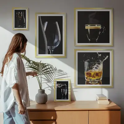Set of 5 wall art pieces with cocktail bar theme
