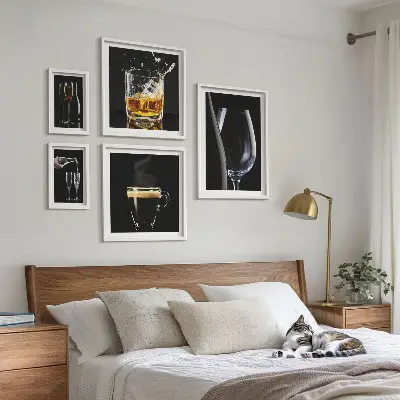 Set of 5 wall art pieces with cocktail bar theme
