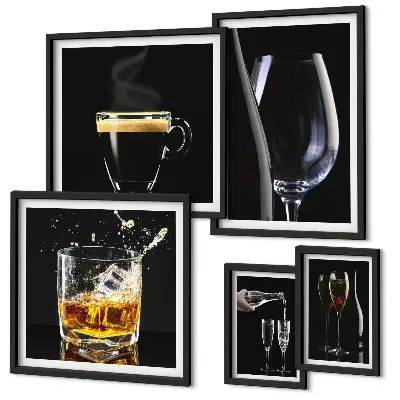 Set of 5 wall art pieces Cocktails drinks bar style