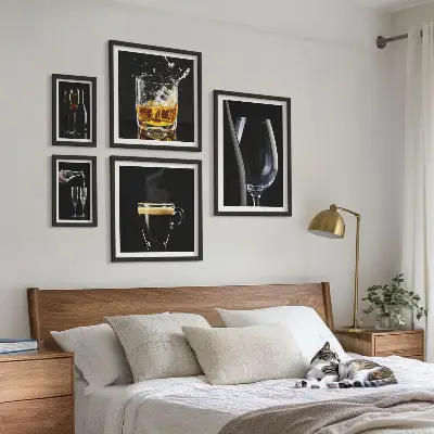 Set of 5 wall art pieces Cocktails drinks bar style