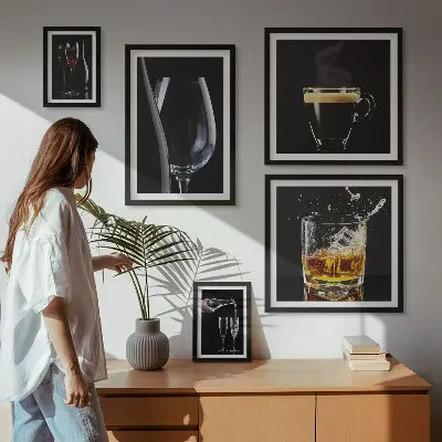 Set of 5 wall art pieces with cocktail bar theme