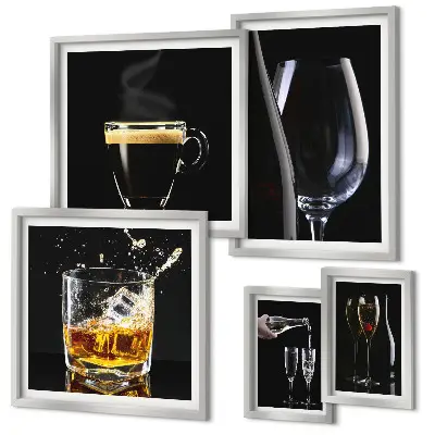 Set of 5 wall art pieces Cocktails drinks bar style