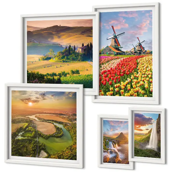 Gallery wall Landscapes of nature waterfalls windmills