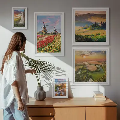Gallery wall Landscapes of nature waterfalls windmills