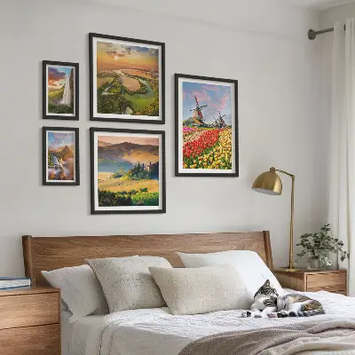 Gallery wall Landscapes of nature waterfalls windmills
