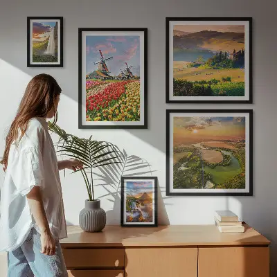 Gallery wall Landscapes of nature waterfalls windmills