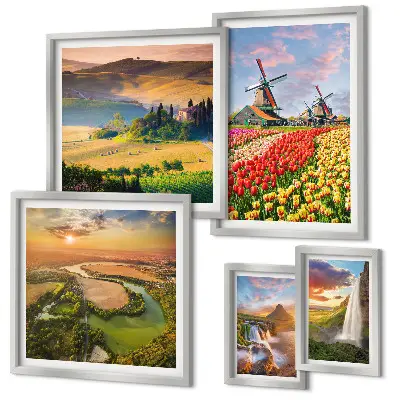 Gallery wall Landscapes of nature waterfalls windmills