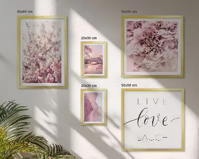 Framed photo set Floral motifs pastel slogans