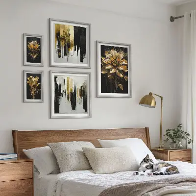 Set of 5 wall art pieces Floral motifs, elegance, modernity