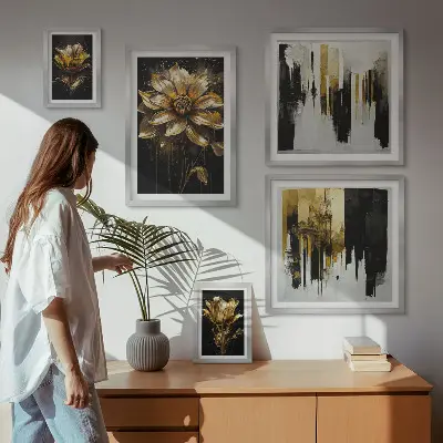 Set of 5 wall art pieces featuring elegant and modern floral motifs