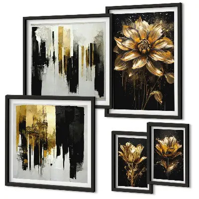 Set of 5 wall art pieces Floral motifs, elegance, modernity