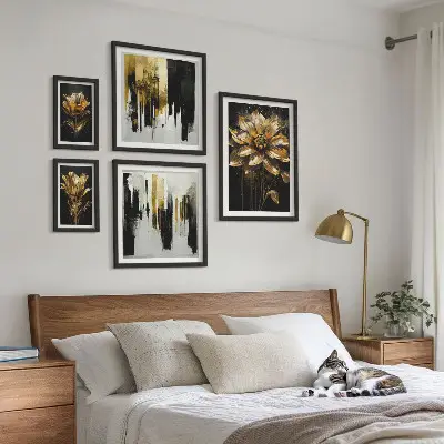 Set of 5 wall art pieces featuring elegant and modern floral motifs