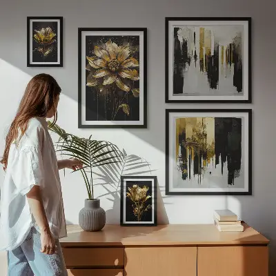 Set of 5 wall art pieces featuring elegant and modern floral motifs