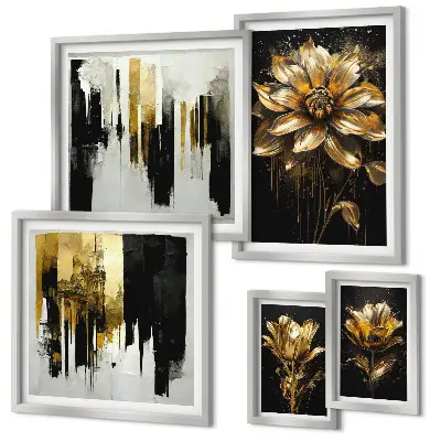 Set of 5 wall art pieces Floral motifs, elegance, modernity