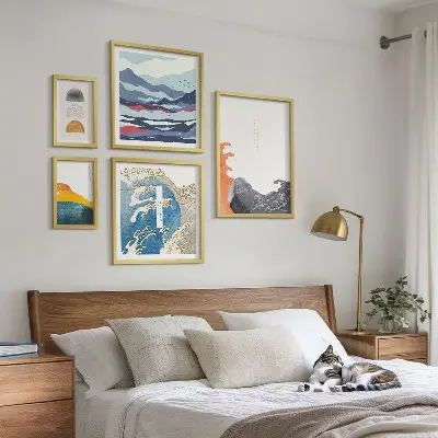 Gallery wall Japanese style waves mountains decorations