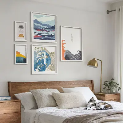 Gallery wall Japanese style waves mountains decorations