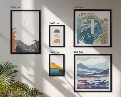 Gallery wall Japanese style waves mountains decorations