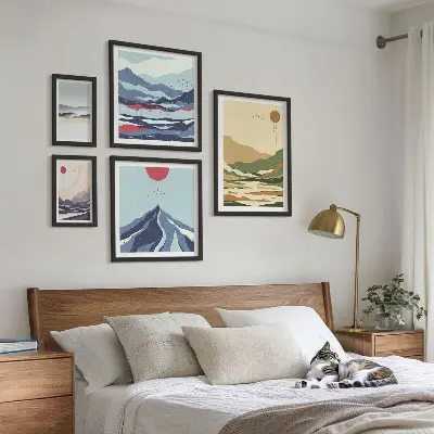 Set of 5 wall art pieces Mountain landscapes nature