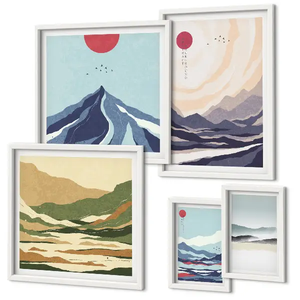 Framed photo set Abstract mountain landscapes