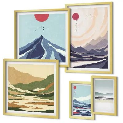 Framed photo set Abstract mountain landscapes