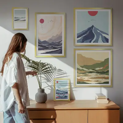 Framed photo set Abstract mountain landscapes