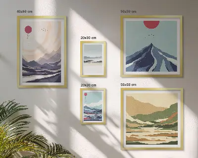 Framed photo set Abstract mountain landscapes