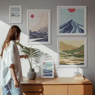 Framed photo set Abstract mountain landscapes