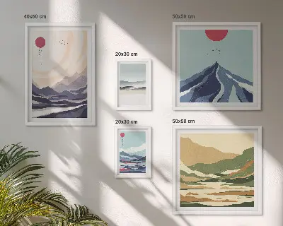 Framed photo set Abstract mountain landscapes