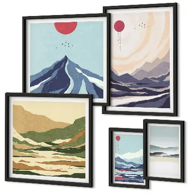 Framed photo set Abstract mountain landscapes