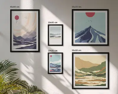 Abstract mountain landscapes framed photo set