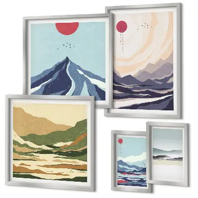 Framed photo set Abstract mountain landscapes