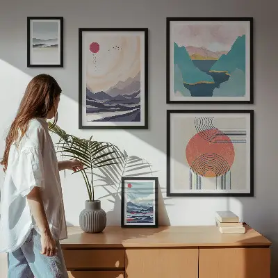 Abstract mountain landscape gallery wall 