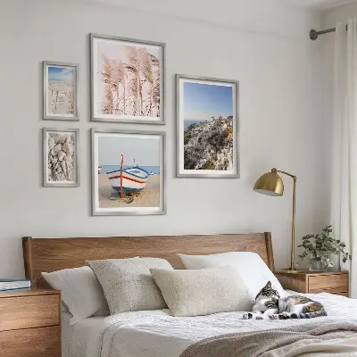 Framed photo set Landscapes, beaches, white buildings