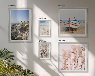 Framed photo set Landscapes, beaches, white buildings