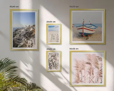 Framed photo set Landscapes, beaches, white buildings