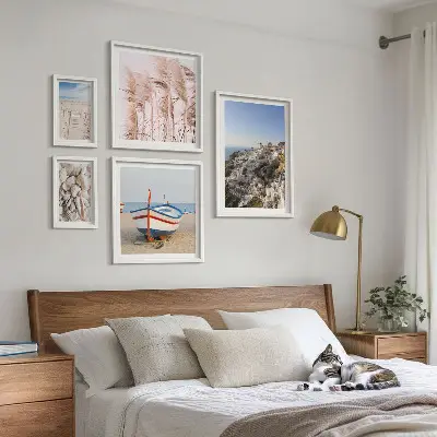 Framed photo set Landscapes, beaches, white buildings