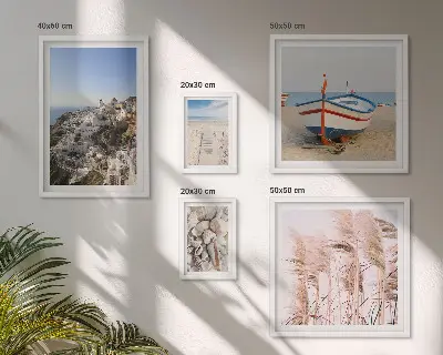 Framed photo set Landscapes, beaches, white buildings
