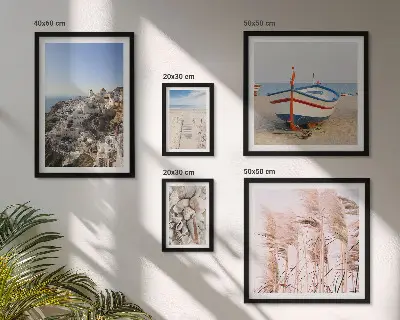 Framed photo set Landscapes, beaches, white buildings