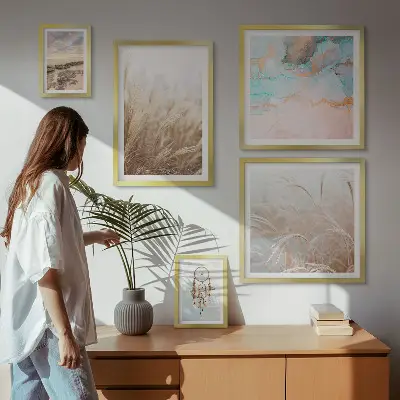 Set of 5 wall art pieces Natural boho ethno landscapes