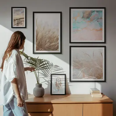 Set of 5 wall art pieces Natural boho ethno landscapes