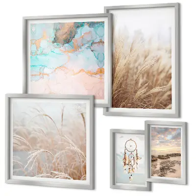 Set of 5 wall art pieces Natural boho ethno landscapes