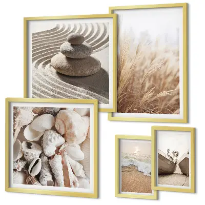 Gallery wall Seaside shells and sand