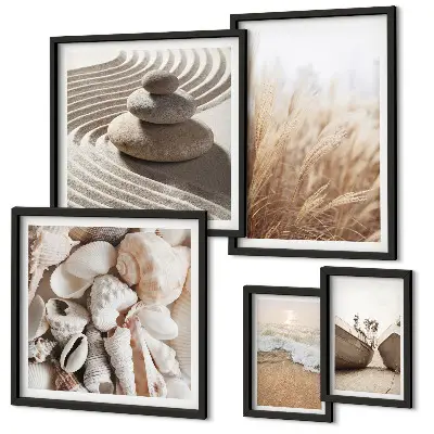 Gallery wall Seaside shells and sand