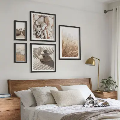 Gallery wall seaside shells and sand theme